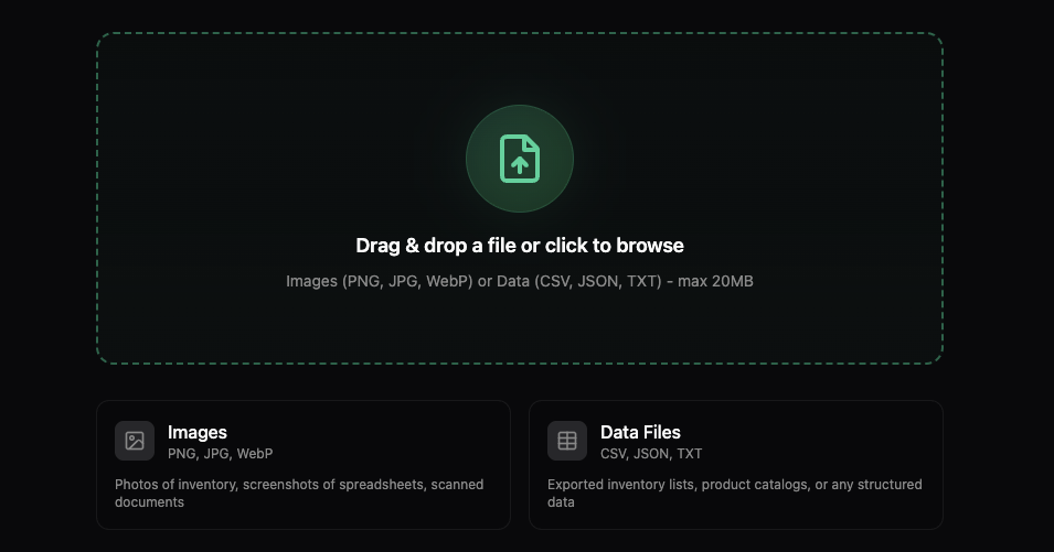 Bulk import interface